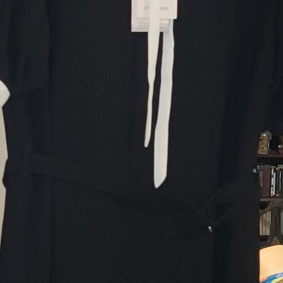 New Cinq à Sept Isabelle Short black Dress Ivory Collar & Tieneck Sz 10 MSRP 465 - Picture 12 of 15